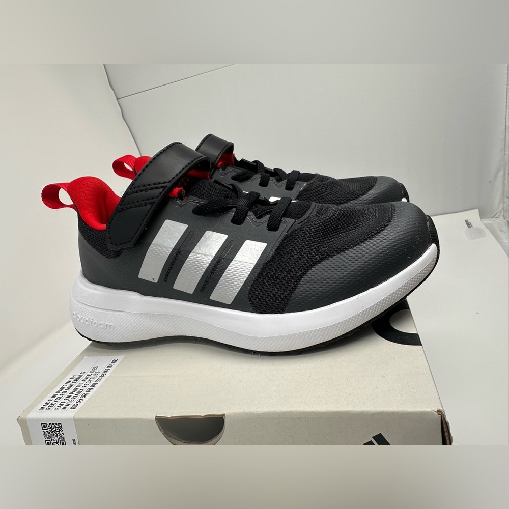 Adidas FortaRun 2.0 EL K Black with Silver Stripes size 13K